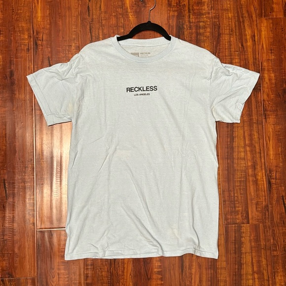 Y2K Reckless T-Shirt | Light Blue | Medium | Used Like New - Picture 1 of 4